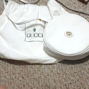 White monogram gucci cross-body bag